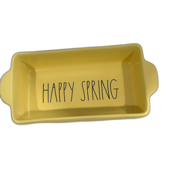 Rae Dunn Baking Dish HAPPY SPRING Yellow Artisan Collection by Magenta - Picture 12 of 12